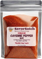 SavorSatch Ground Cayenne Chili Pepper - 90,000 SHU Extreme Heat, 16oz Stand-Up Resealable Pouch | Bulk Powder, Certified Kosher, Product of India, Premium Spice for Cooking & Seasoning