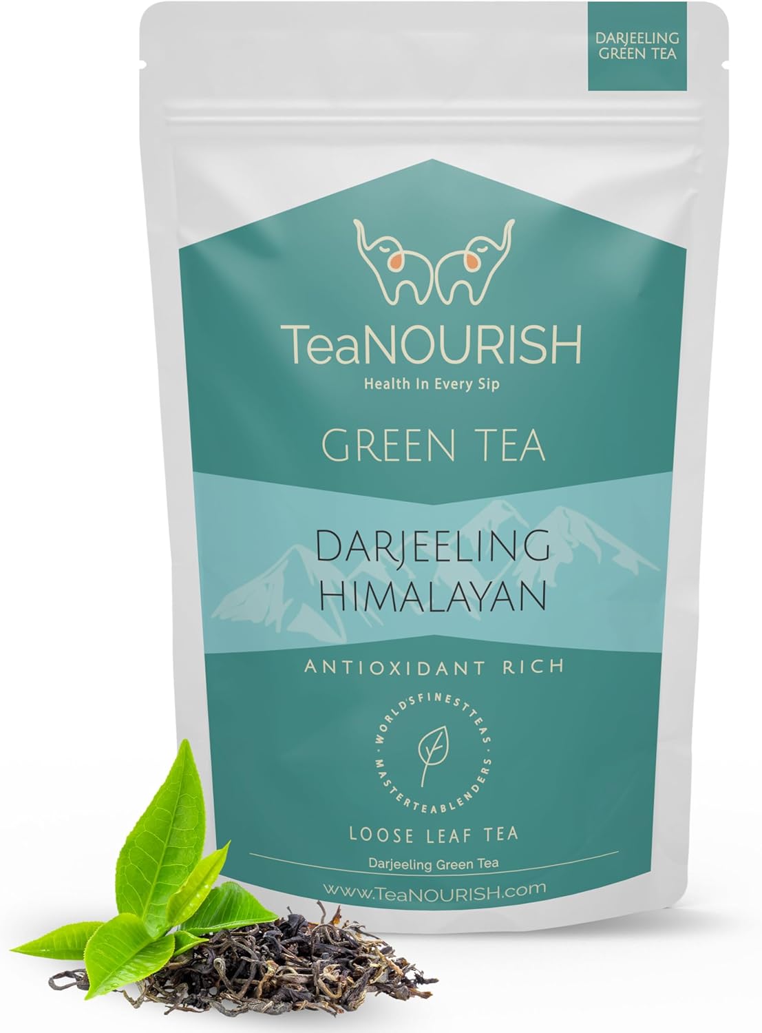 TeaNOURISH Darjeeling Himalayan Green Tee | Loose Leaf Tee | Relaxing & Stress Relief Tea | Immune Support | Brew Hot or as an Iced Tea - 3.53oz/100g