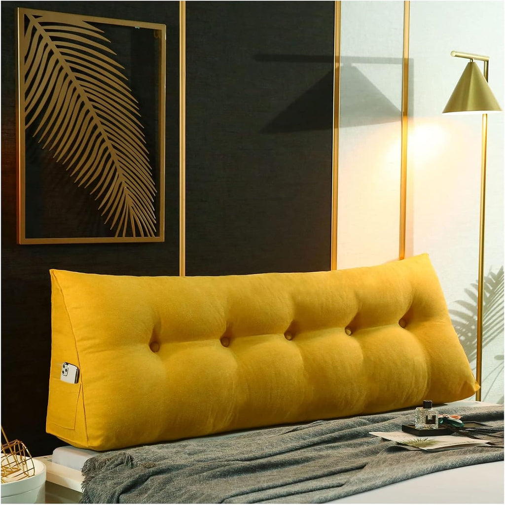 Triangular Wedge-Shaped Reading Pillow Positioning Support Large Headboard Bedside Cushion for Sofa Bed Office Chair Rest Pad Microfiber Lumbar Cushion,J,60 * 50 * 20cm