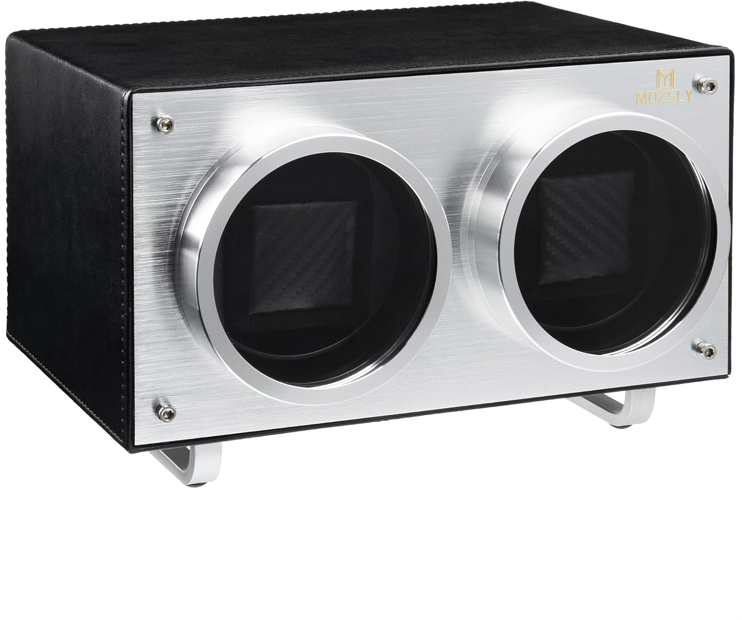 MOZSLY Double Watch Winder for Automatic Watches with Quiet Motor 12 Rotation Mode Setting AC Adapter or Battery Powered PU Leather