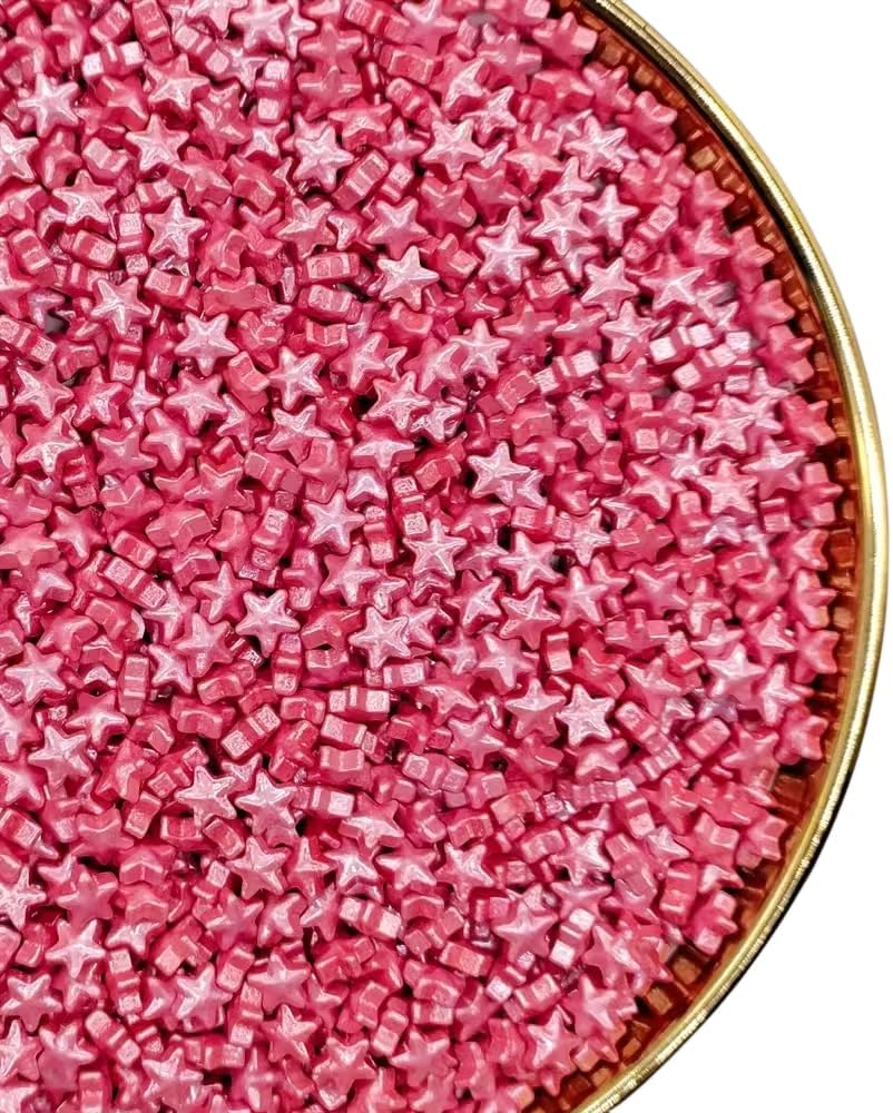 NIPEOR Christmas Edible Red Star Sprinkles for Cupcake Decorations,Edible Pearl Sprinkles 4.6oz/130g,Star Sprinkles for Cake Decorating,Cupcake Red Sugar Candy (Small red star)