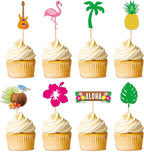 Hawaiian Cupcake Toppers,24 PCS Hawaiian Cake Decorations,Hawaiian Party Decorations