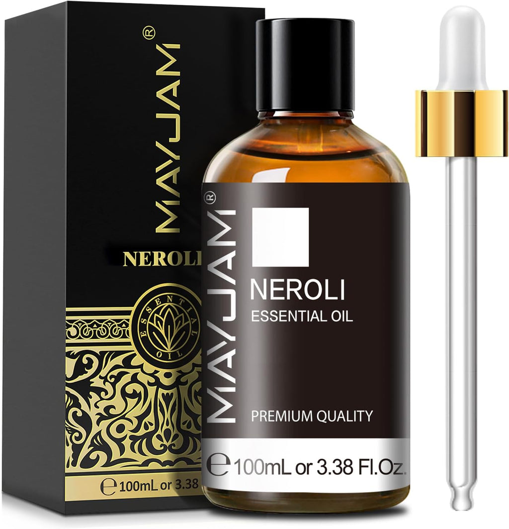 Neroli Essential Oil, MAYJAM Pure Essential Oils for Diffusers, 3.38FL.OZ/100ML Large Volume Neroli Oil with Premium Glass Dropper