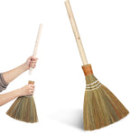 Wedding Broom for Jumping Ceremony, Handmade Natural Whisk Broom with Wooden Handle, Vietnamese Straw Soft Bristle Indoor Sweeper, Removable Design for Living Room, Bedroom Cleaning