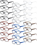 Yexiya 24 Pack Reading Glasses Bulk Adjustable Traditional Reading Glasses with Spring Hinge Non-Prescription for Men Women