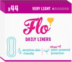 Flo - Daily Liners (44 Pack) - Organic Bamboo Panty Liners for Women - Very Light Flow - Wrapped, Ultra-Thin - Absorbent, Soft & Breathable - Fragrance Free - Vegan & Cruelty Free