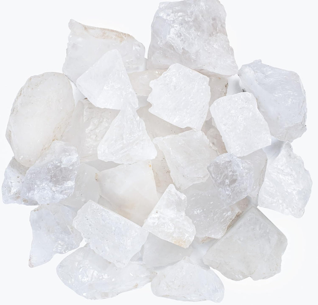 Crocon Clear Quartz Rough Bulk Natural Stone Raw Gemstone Tumbling Cabbing Polishing Gem Mining Energy Generator Chakra Balancing Reiki Healing Good Luck Home Office Decor Weight :-1Lb Approx