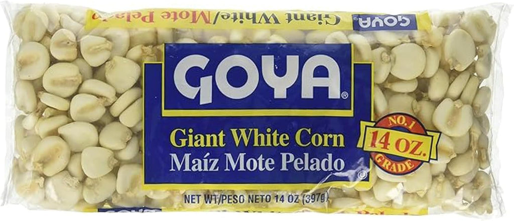 Giant White Corn by Goya, Whole White Hominy, Mexican Corn, Dried White Corn Kernels, Maíz Mote Pelado, 14oz. Bag