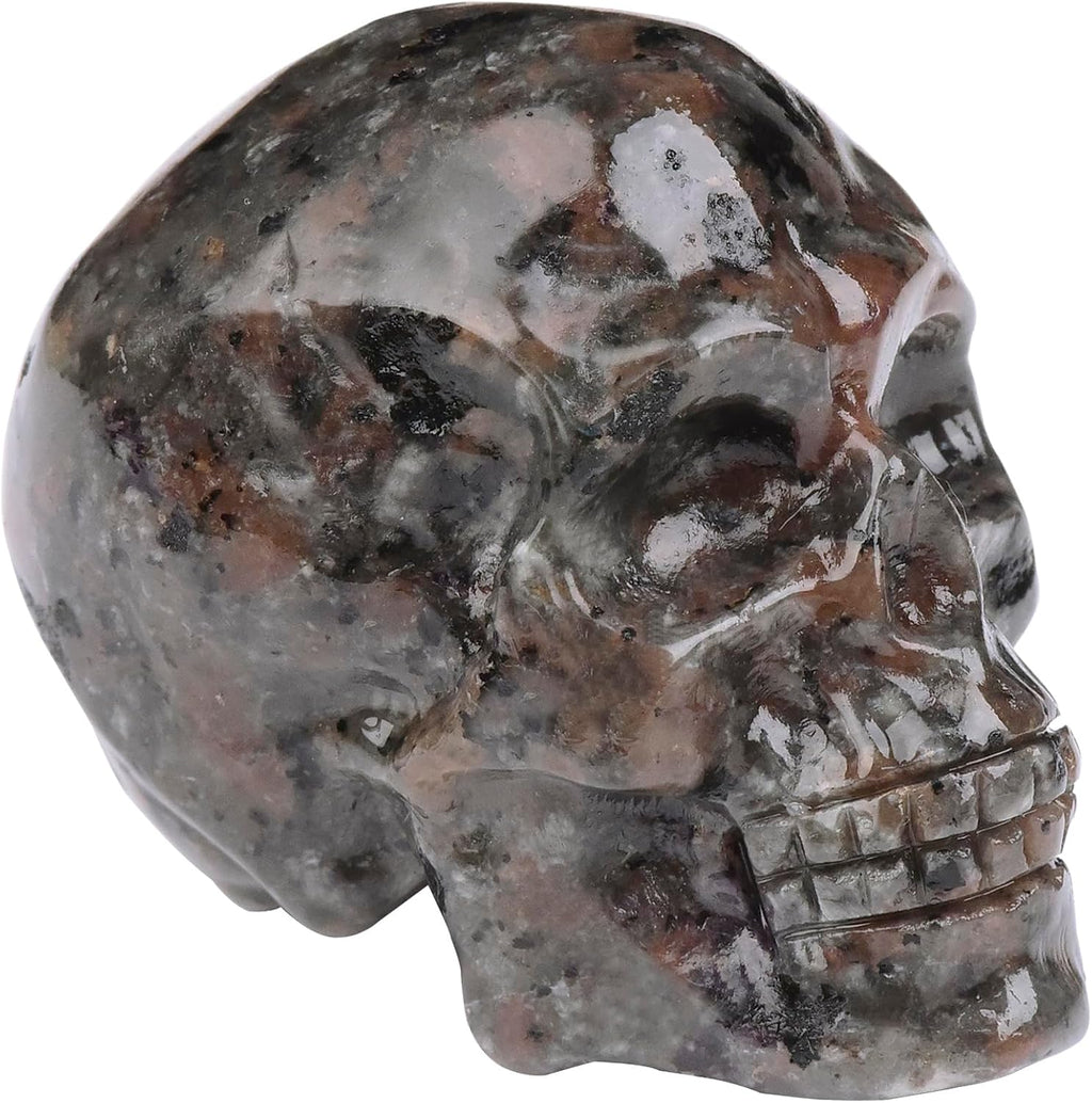2inch Flame Stone Crystal Carved Skull Statue Spiritual Decor Skull Bathroom Decor Bathroom Decor Home Office Decoration Hand Carved Gemstone Reiki Healing for Woman Gift.