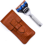 Parker Travel Fusion Safety Razor – Compact 2.75″ Fusion-Style Razor with Luxurious Saddle-Leather Sheath & 1 Gillette Fusion Blade, Pocket-Friendly & Durable Design