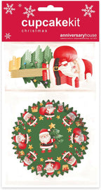 Anniversary House 28 pcs Christmas Cake Toppers, Santa Cupcake Decoration Set, Premium Cupcake Kit, J207