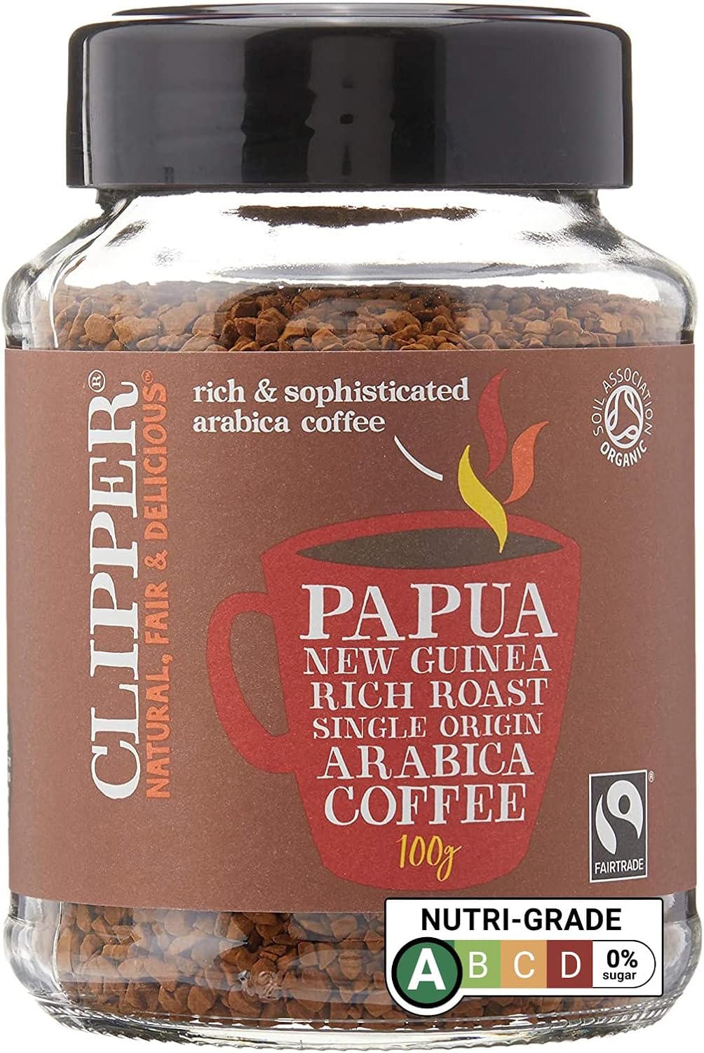 Clipper Fairtrade Organic Papua New Guinea Rich Roast Instant Coffee - 100 Grams