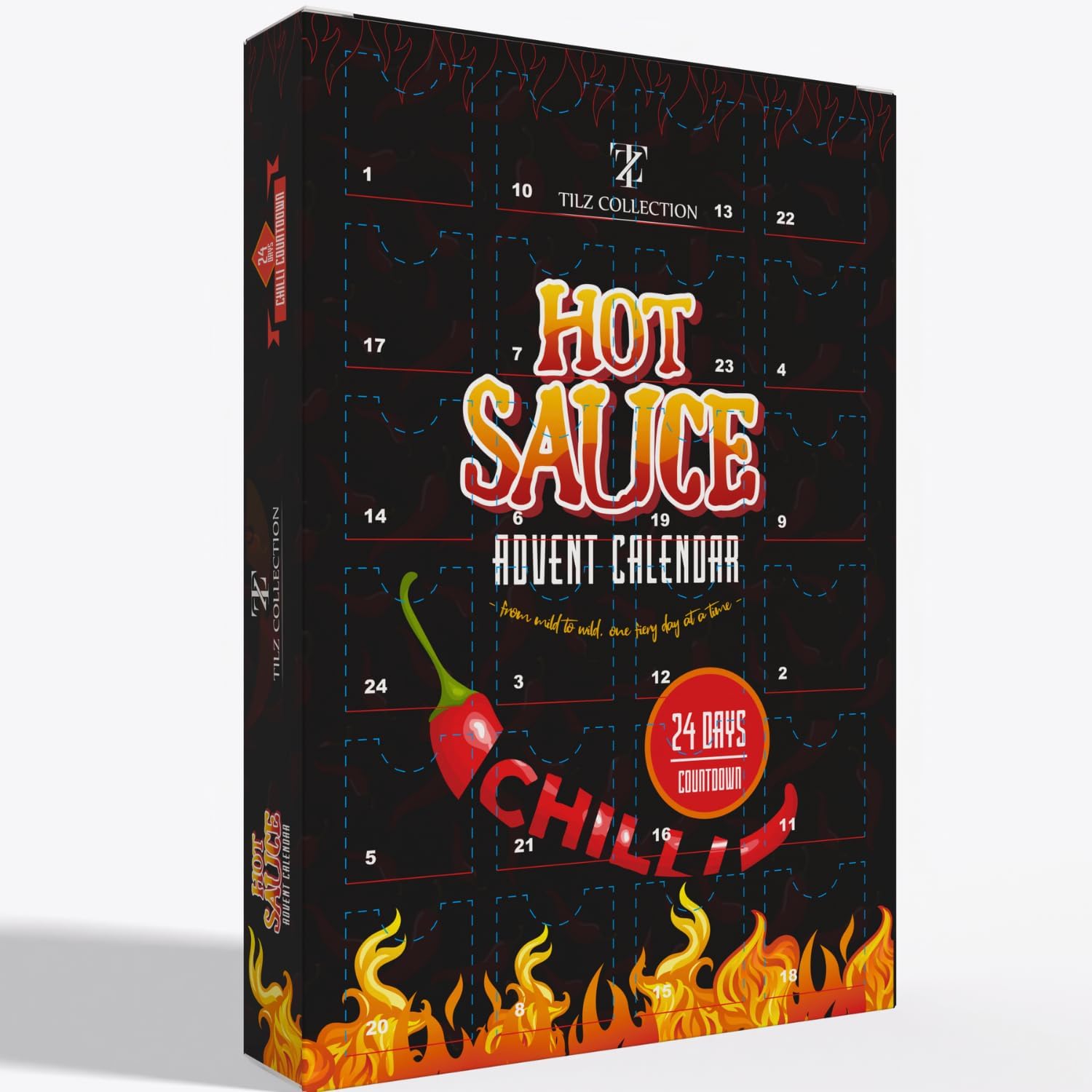 Hot Sauce Advent Calendar 2025 | 24 Days of Chilli Sauce | Ultimate Gift for Spicy Food Lovers | Food Advent Calendar 2025 Men, Chilli Challenge Hot Sauce for Women (Black)