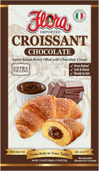 Flora Chocolate Croissants – Authentic Italian Pastry with Chocolate Cream Filling | Soft, Oven-Baked & Ready to Eat | Imported from Italy (Pack of 6)