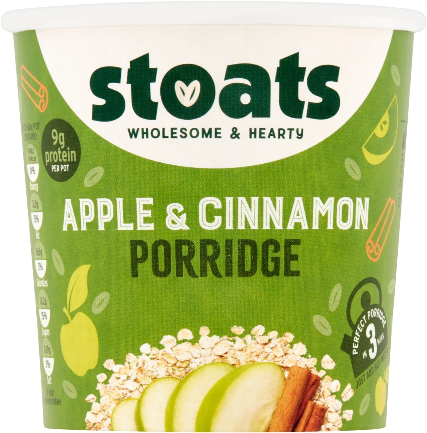 Stoats Apple and Cinnamon Porridge Pot 60 g (Pack of 16)