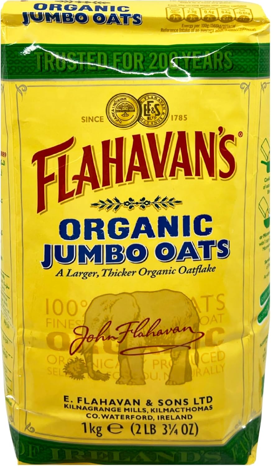 Flahavan's Organic Jumbo Oats | A Larger, Thicker Organic Oatflake | Trusted For Over 200 Years | 2.2 Lbs (1kg)