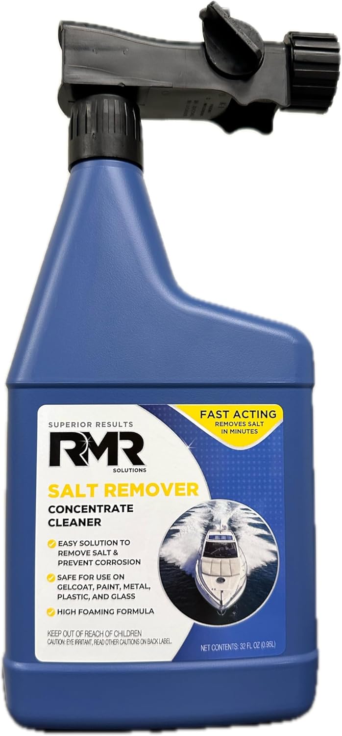 RMR Salt Remover Concentrate Cleaner, Salt & Rust Remover & Engine Flush for Boats, Trucks, & Vehicles, 32 Ounce Bottle with Hose-End Adapter