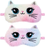 2 PCS Kids Sleep Mask, Plush Cat Sleeping Eye Mask, Sleep Masks for Women Girls Teens, Night Eyeshade Cover for Home Travel