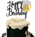1Pc Beer Mug Happy Birthday Cake Topper Cheers Beers Cake Decoration for Celebrating Glorymoment Beer Theme Birthday Theme Party Supplies