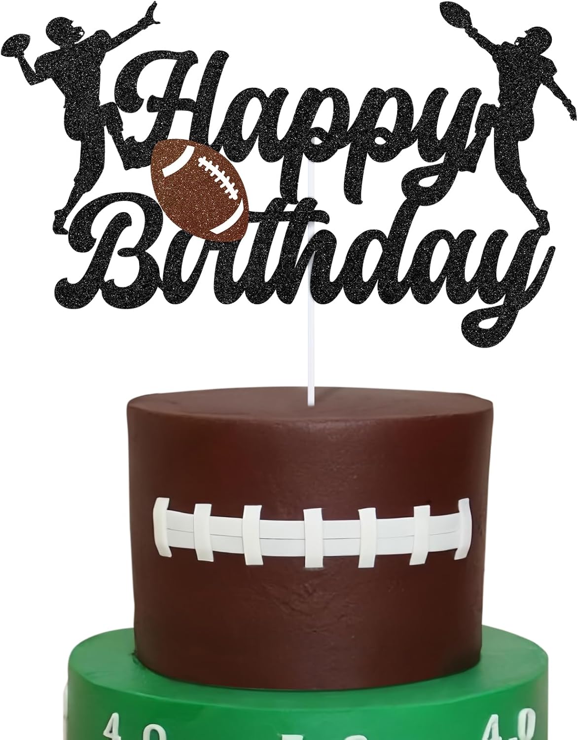 Hooqict Football Happy Birthday Cake Topper Football Cake Decorations Cupcake Topper for Kids Boys Men First Birthday Party Decorations Sport Theme Game Day Tailgate Party Supplies