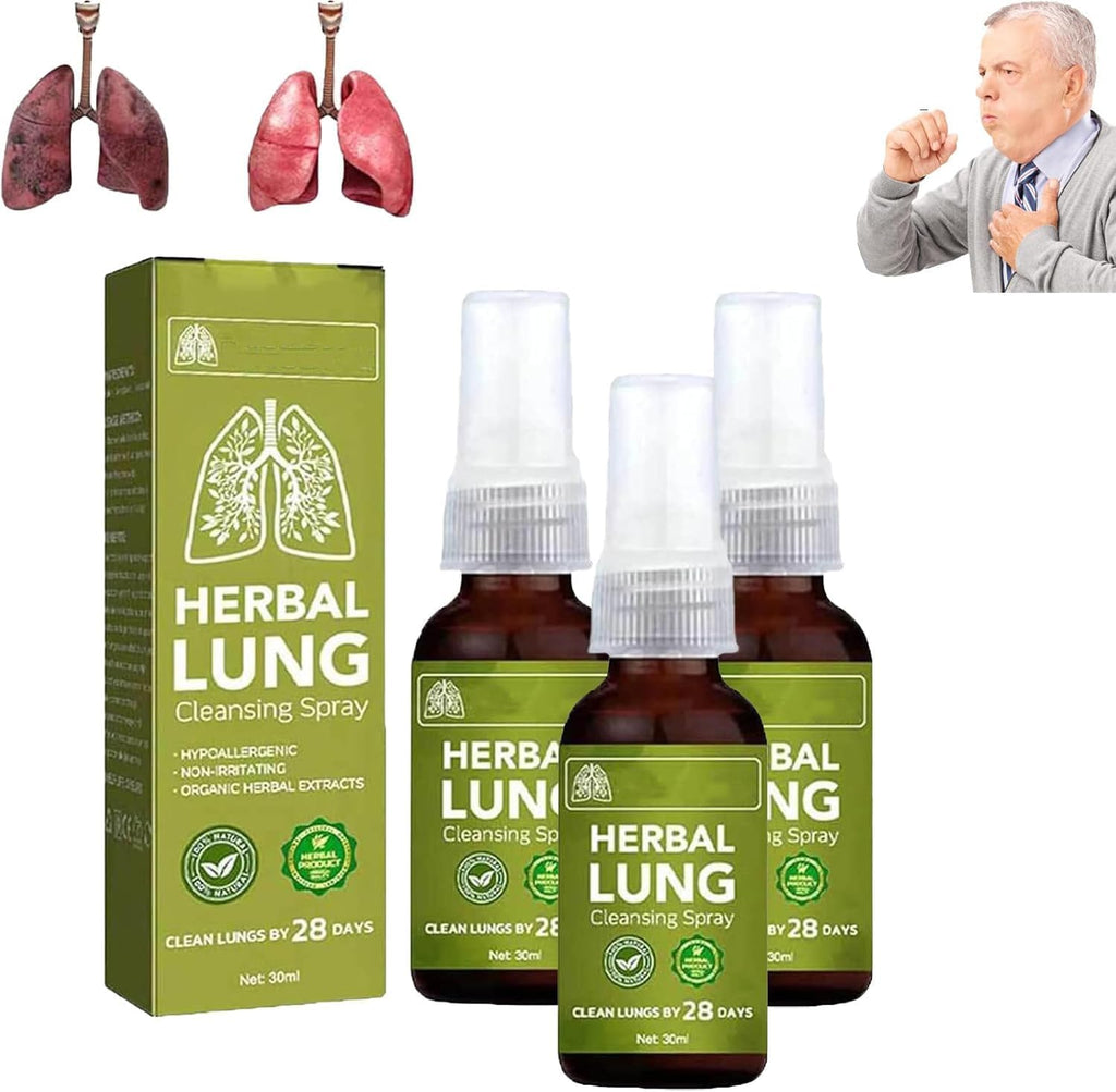 3PCS Breathdetox Herbal Lung Cleansing Spray, Herbal Lung Cleanse Spray, Breath Detox Herbal Lung Cleansing Spray, Natural Herbal Lung Essence, Powerful Lung Support