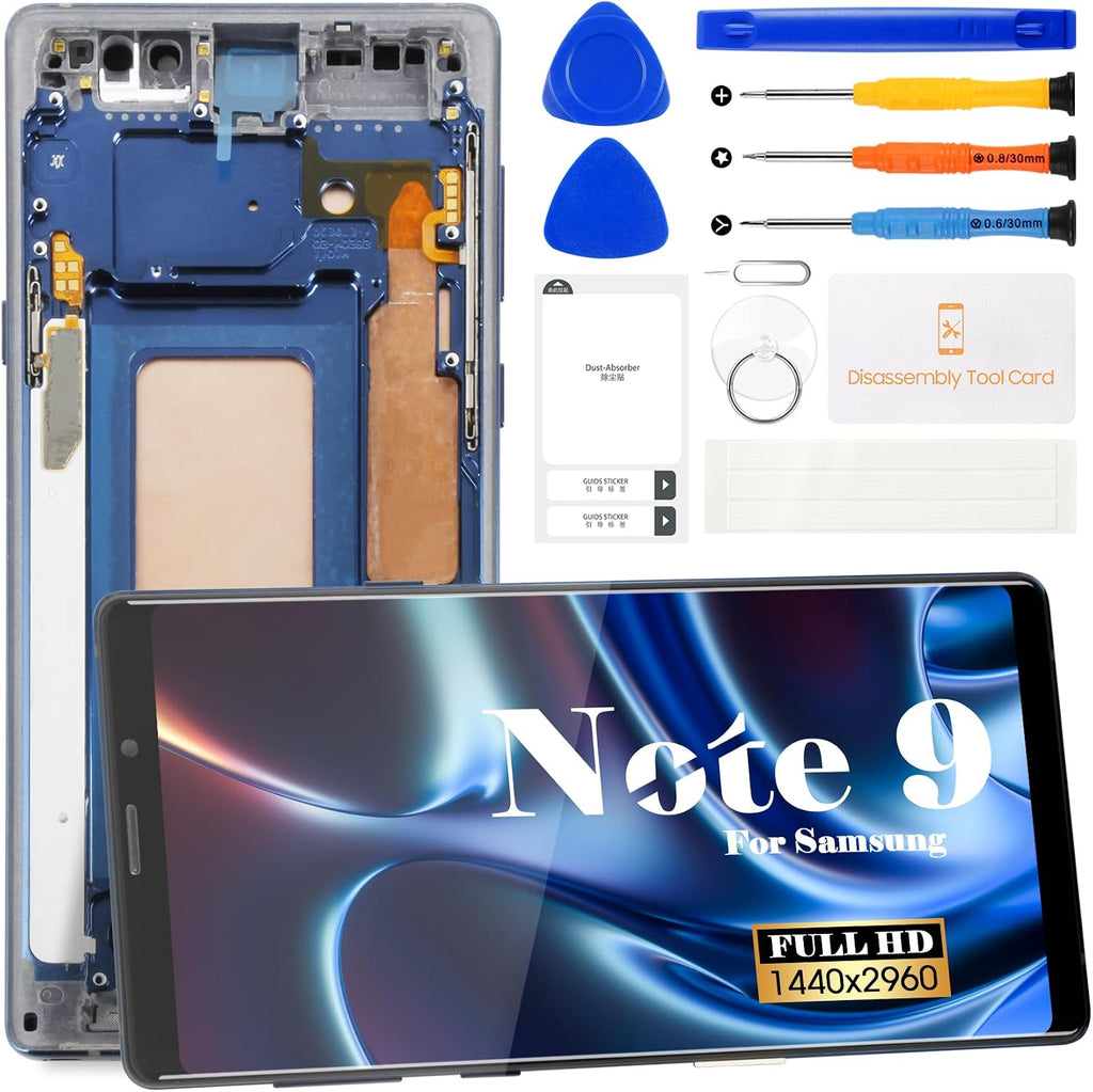 TFT for Samsung Note 9 Screen Replacement for Samsung Galaxy Note 9 LCD Digitizer for Samsung SM-N960 Touch Screen Display Assembly Repair Kits (with Frame) (Blue)