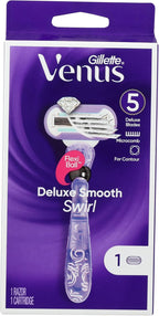 Gillette, Venus Deluxe Smooth Swirl Women's Razor Handle + 1 Blade Refill, 1 Count