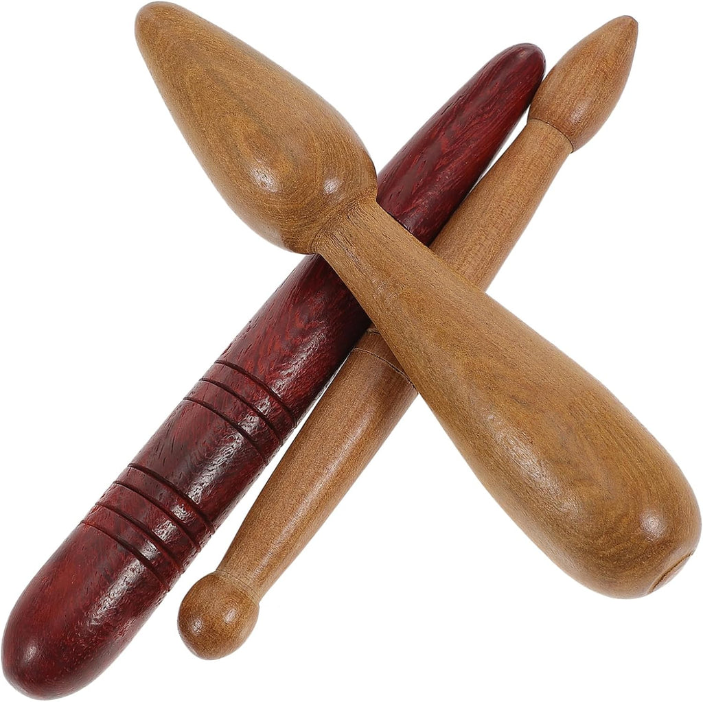 FRCOLOR 3pcs Natural Wood Foot Massage Roller Portable Acupoint Massager Stick for Foot Body Massage Tool