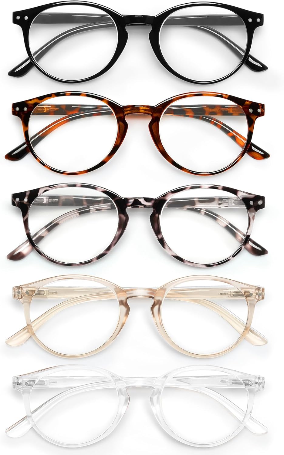 5 Pack Reading Glasses For Women/Men-Blue Light Blocking Computer Reader w/Round Frame - Retro Clear Lens Fake Eyeglasses（2.75）