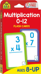 School Zone Multiplication 0-12 Flash Cards: 56 Math Cards, 3rd Grade, 4th Grade, Elementary Math, Multiplication Facts, Common Core, Ages 8+, Packaging May Vary