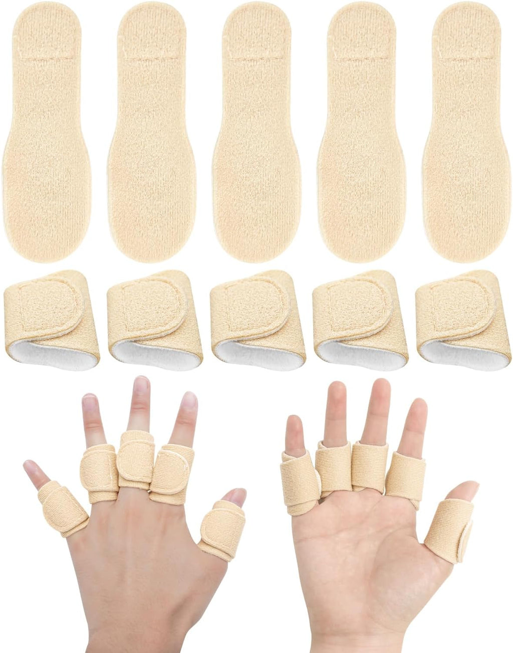 10pcs Castor Oil Pack Wrap for Fingers, Reusable Castor Oil Compress Pack for Finger and Thumb, Soft Organic Cotton, Self Adhesive Adjustable Finger Wraps
