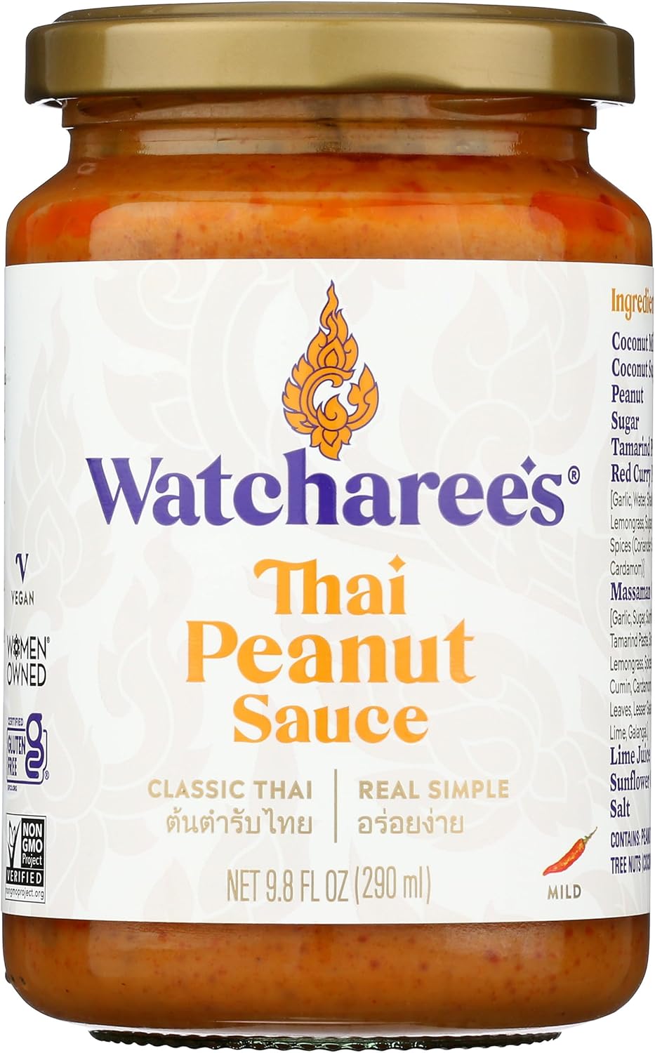 WATCHAREE Thai Peanut Sauce, 9.8 FZ