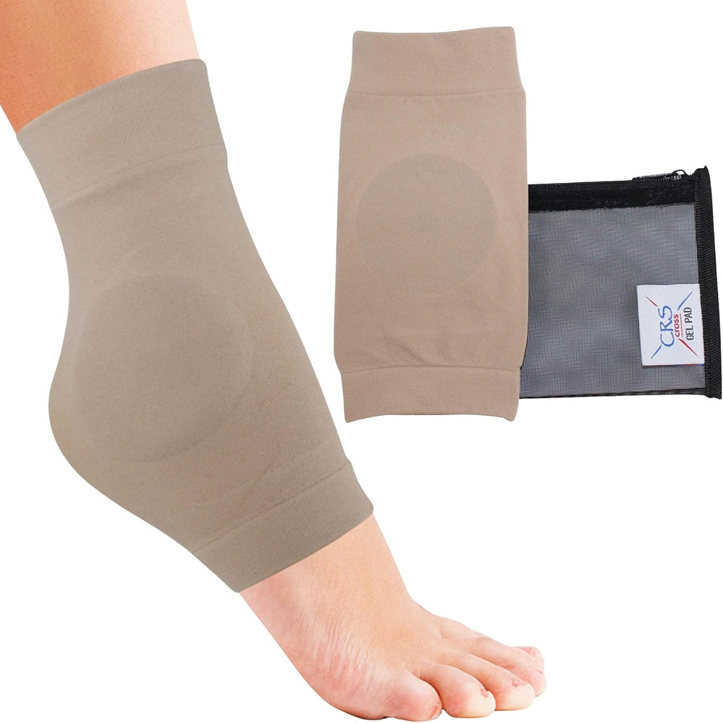 CRS Cross Ankle Malleolar Gel Sleeves. One Pair of Premium Padded Skate Socks to Cushion and Protect Ankle Bone for Figure Skating, Hockey, Inline, Roller, Skiing or Boots. (One Size Fits Most)