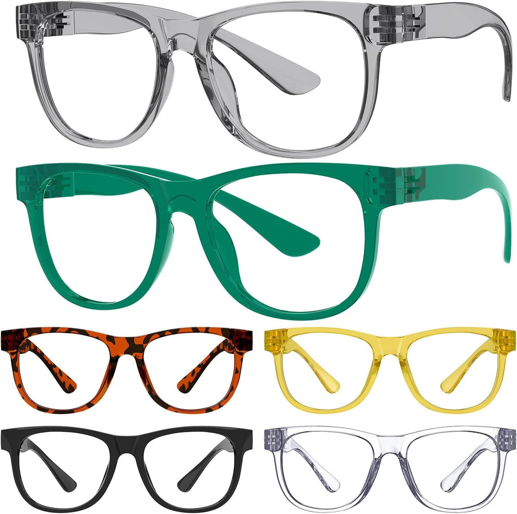 Eyekepper 6 Pack Metalless Blue Light Blocking Glasses with Screwless Spring Hinges Large Frame Computer Readers for Men And Women +2.00