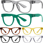 Eyekepper 6 Pack Metalless Blue Light Blocking Glasses with Screwless Spring Hinges Large Frame Computer Readers for Men And Women +2.00
