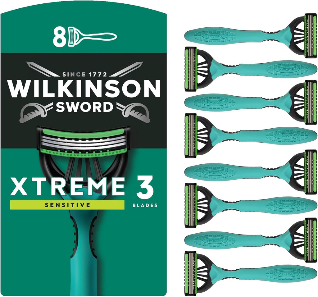 Wilkinson Sword - Xtreme 3 for Men | Sensitive | Pack of 8 Disposable Razors