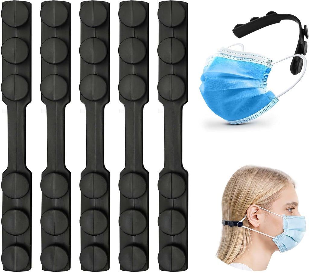 5Pcs Silicone Mask Holder Mask Ear Saver, Face Mask Extender Strap, Face Mask Holder to Protect Ears, Mask Straps for Back of Head, Adjustable Ear Savers for Face Masks, Soft Reusable Extension Bands