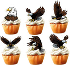 18pcs Bald Eagle Cupcake Toppers for 4th of July Birthday Cake Decorations Patriotic Party Supplies Glitter Animal Bald Eagle Birthday Party Decorations