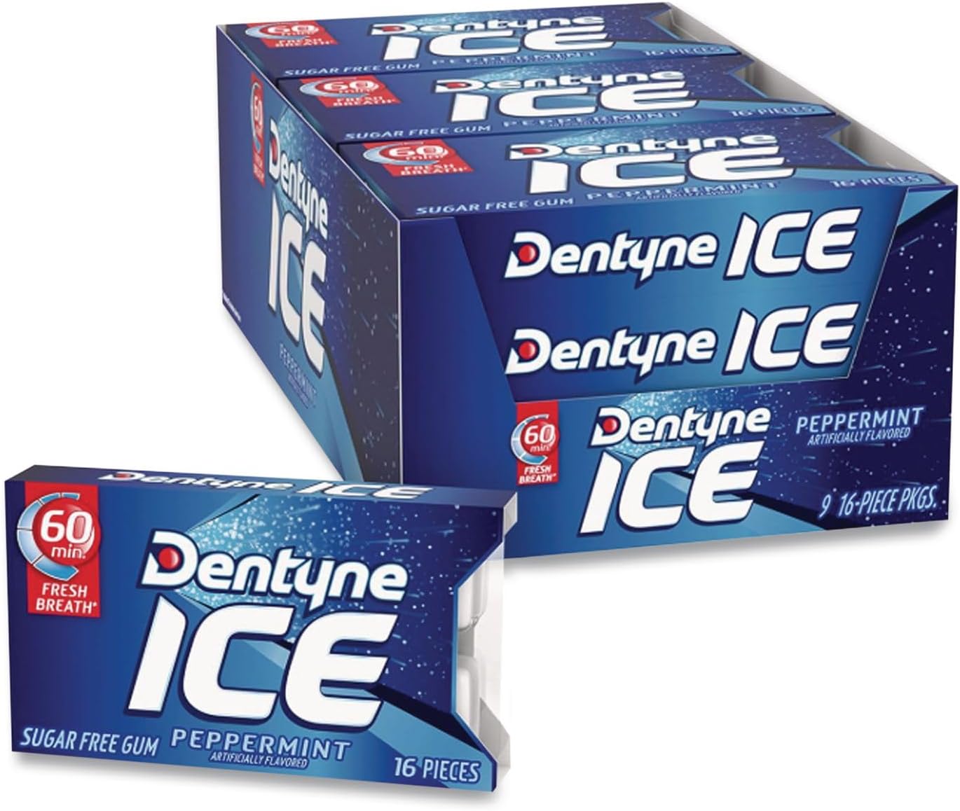 Dentyne Ice Peppermint, Sugar-free Gum: 18 Pack of 16 Pieces (288 count )