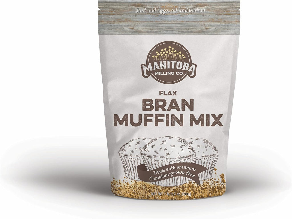 Manitoba Milling Flax Bran Healthy Muffin Mix, Made with Finest Whole Milled Smooth Golden Flaxseed, Rich in Fiber, Protein, Farm-to-You, Family-Owned Farm Company, 1 lb 2.7 oz (530 g)