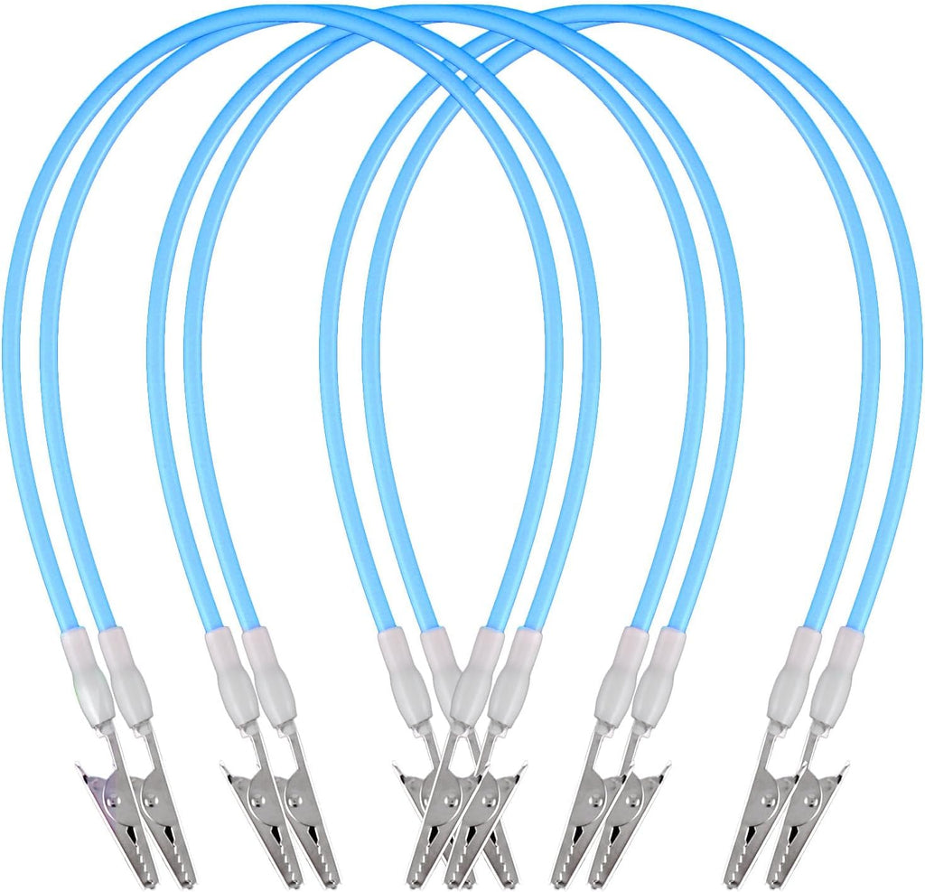 6Pcs Autoclavable Dental Flexible Medical Grade Silicone Bib/Bibs Holders Clips,Individually Wrapped Napkin Clips, with Stainless Steel Alligator/Extra Wide Neck Band (6, Neon Blue)