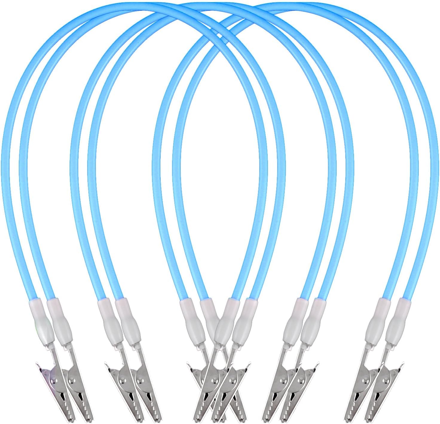 6Pcs Autoclavable Dental Flexible Medical Grade Silicone Bib/Bibs Holders Clips,Individually Wrapped Napkin Clips, with Stainless Steel Alligator/Extra Wide Neck Band (6, Neon Blue)