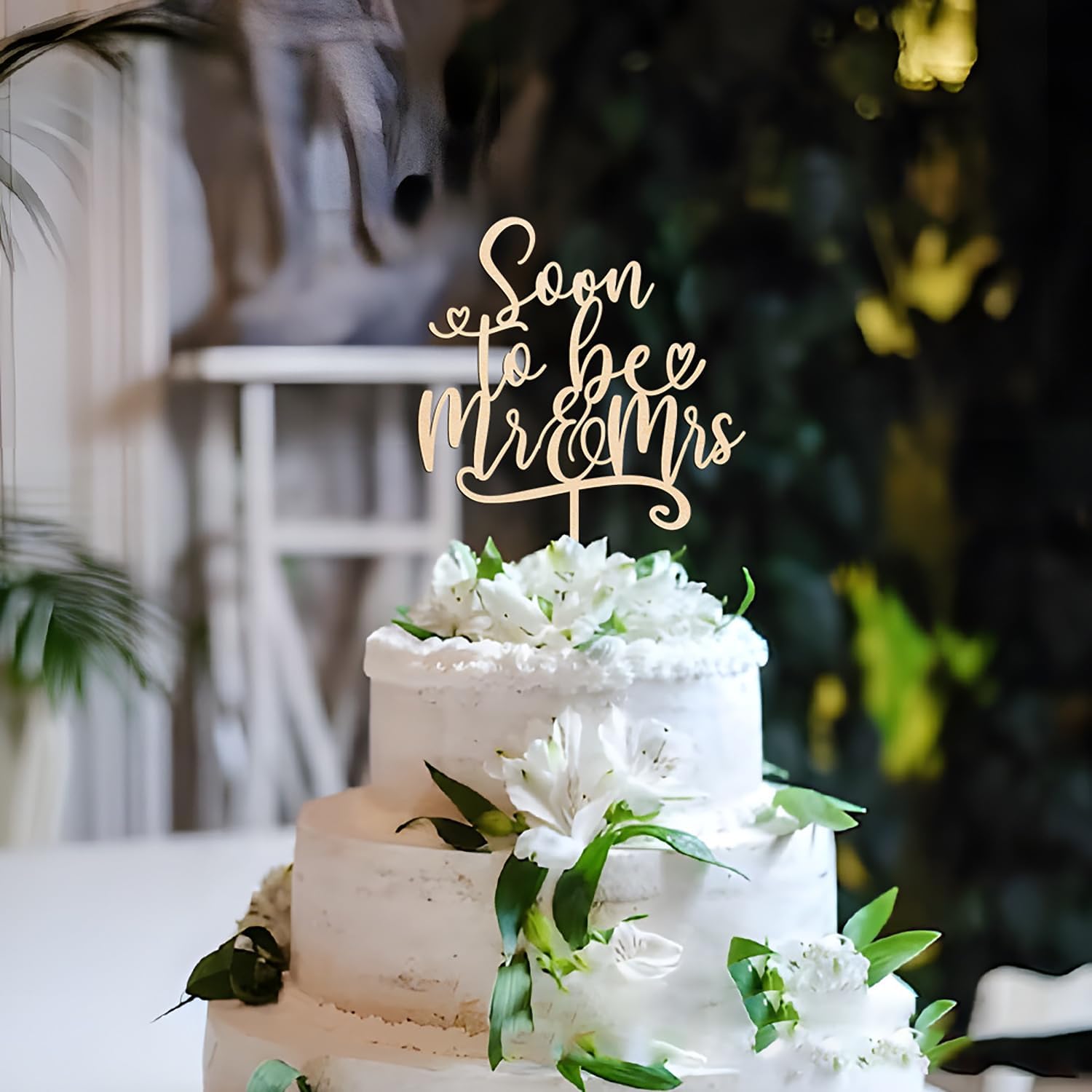Soon to Be Mr & Mrs Wooden Cake Topper,Bride to Be Cake Topper,Groom to Be Cake Decoratin for Bridal Shower,Wedding Engagement,Bachelorette Party Decorations
