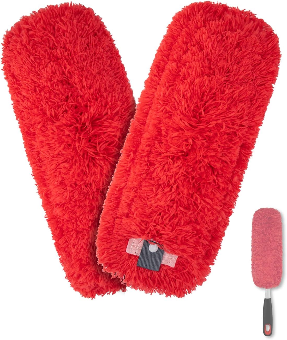 Microfiber Duster Refills Compatible with OXO Good Grips Hand Duster, Reusable Dusters Refill Washable Head Replacement for OXO Extendable Dusters for Cleaning -2 Pack, Red