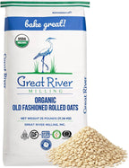 Great River Milling Organic Old Fashioned Rolled Oats | Whole Grain, USDA Organic, Non-GMO, Kosher | Hearty Texture for Oatmeal, Granola, Cookies, Baking & Meal Prep | 25 Lb. (Pack of 1)