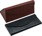 LifeArt 2 Pack Eyeglasses Case Foldable Holder Easy to Carry Matte Leather & Magnet Closure for Reading, School, Office
