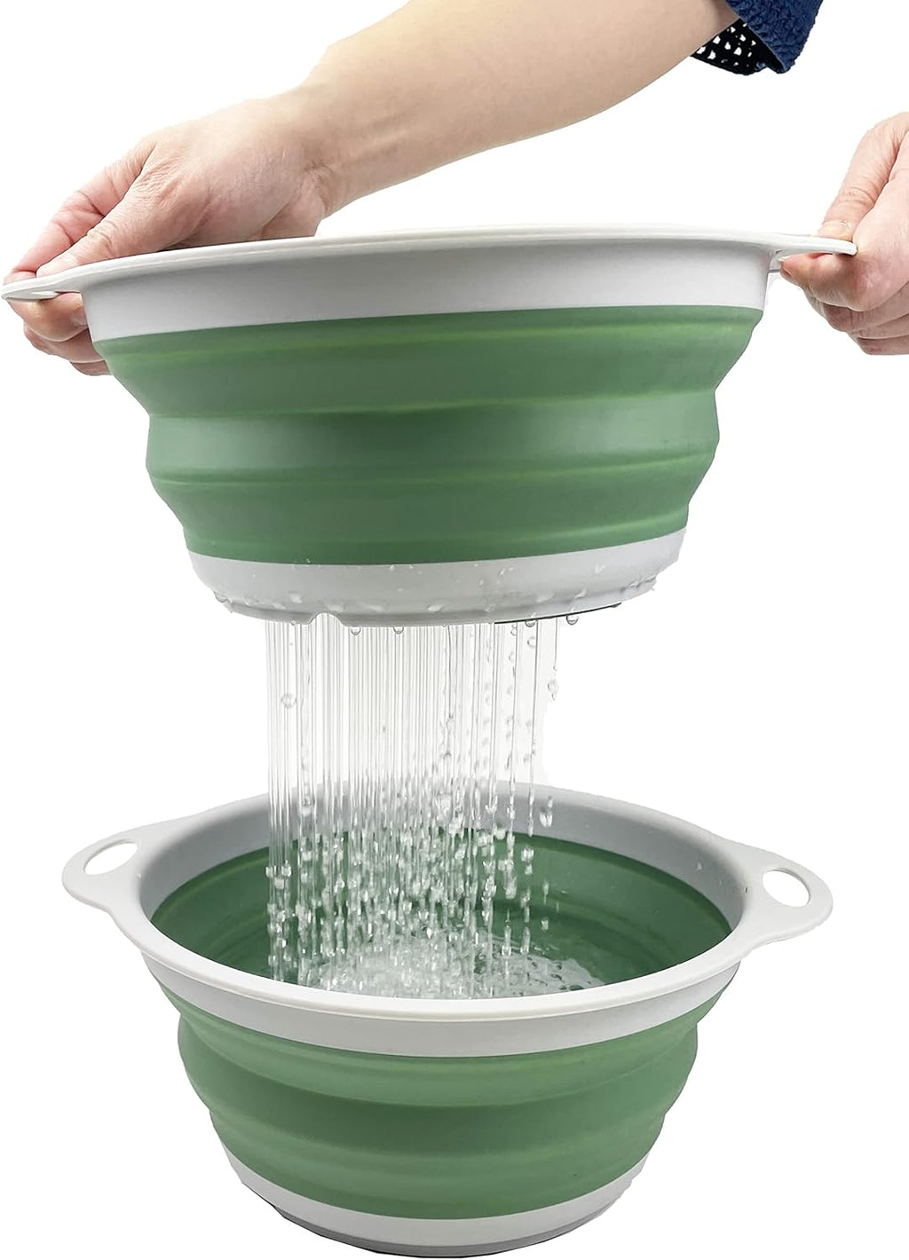 SAMMART 2.6L (0.68 gallons) Collapsible TPE/PP Colander & Bowl Set. Foldable Washing Basin - Portable Dish Washing Tub - Space Saving Colander