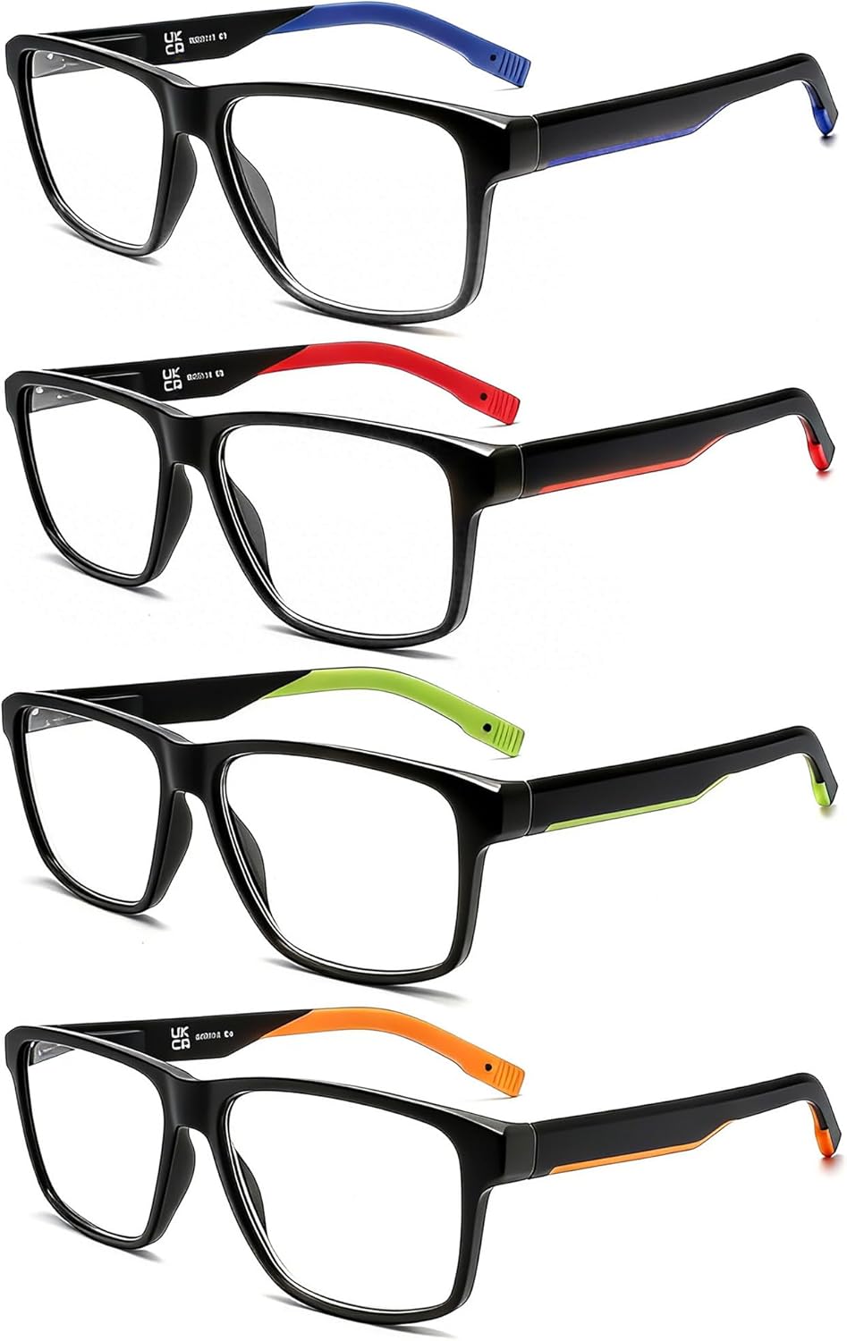 MODFANS Reading Glasses Men Oversized Readers,4 Pack Large Blue Light Reading Glasses for women Rubber Temple with Spring Hinge Eyeglasses 3.0