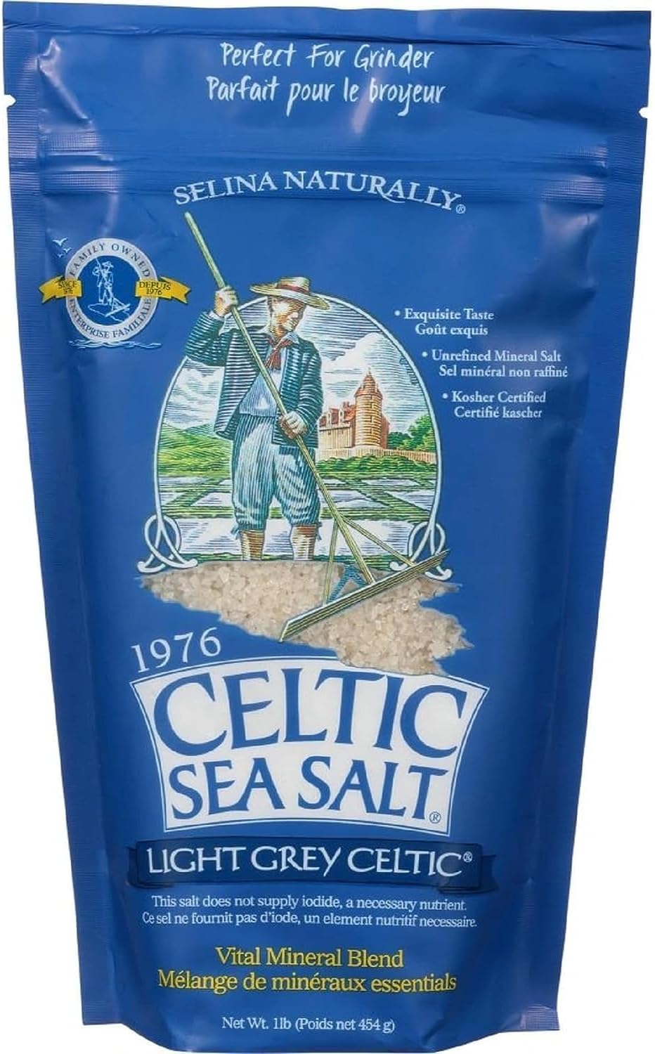 Celtic Sea Salt Light Grey Coarse – Unrefined Mineral Salt, 70+ Trace Minerals, Sustainably Harvested, GMP Certified – Cooking, Finishing, Hydration, Grinder Use – 2 Pack (1 lb Each)