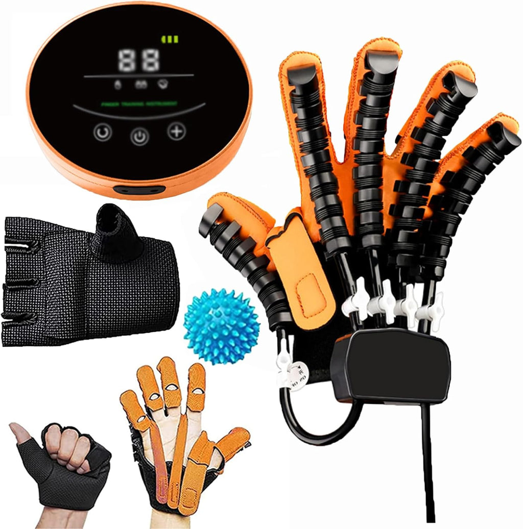 Rehabilitation Robot Pneumatic Gloves, Finger Rehabilitation Gloves for Stroke Hemiplegia Patients, Finger Straightening Brace Guard, for Long-Term Relief